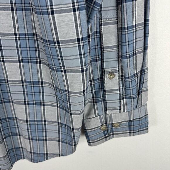 Eddie Bauer Travex Button Down Shirt Men's M Plaid Long‎ Sleeve Blue White - Picture 7 of 8